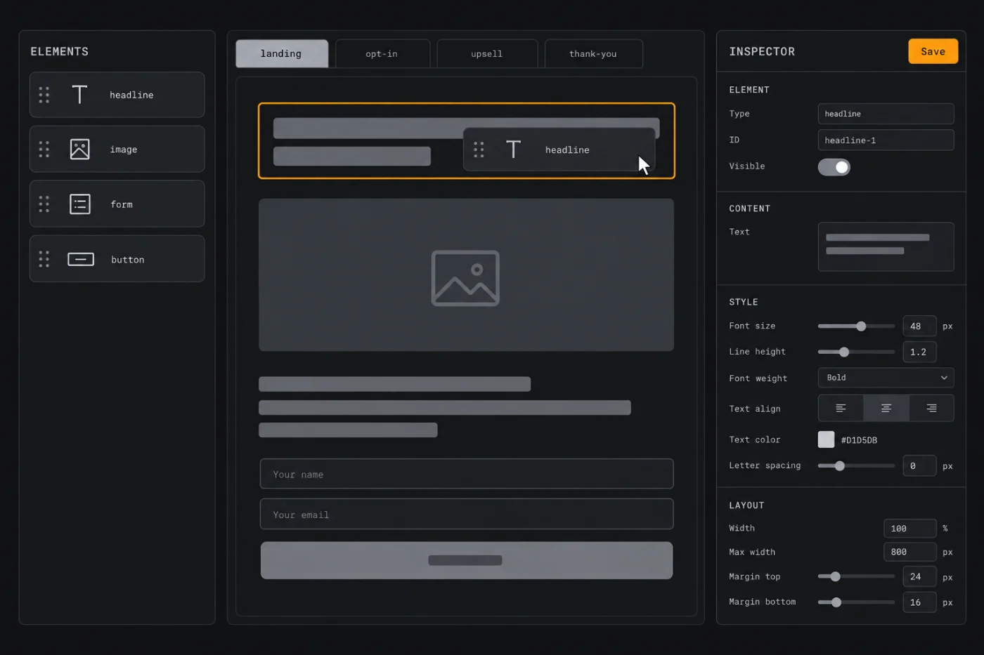 Product interface mockup