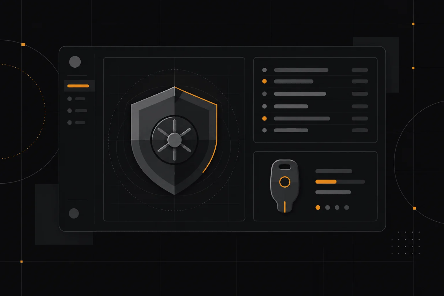 Password manager and two-factor authentication access panel illustration