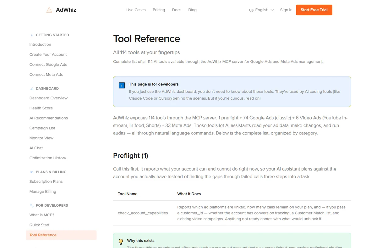 AdWhiz documentation - tools reference