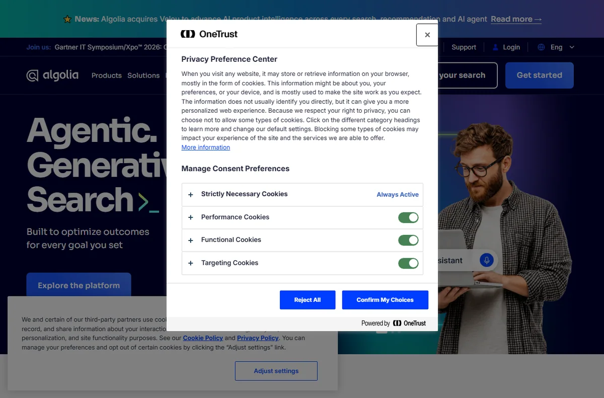 Algolia site search and discovery platform