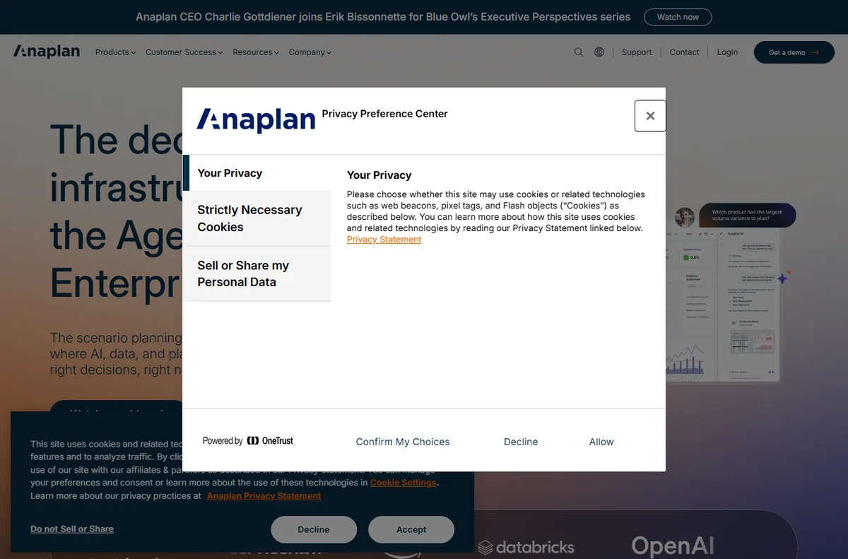 Anaplan connected planning platform homepage