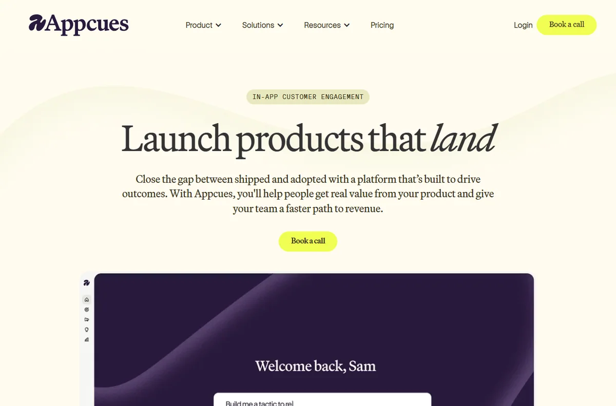 Appcues product onboarding software homepage