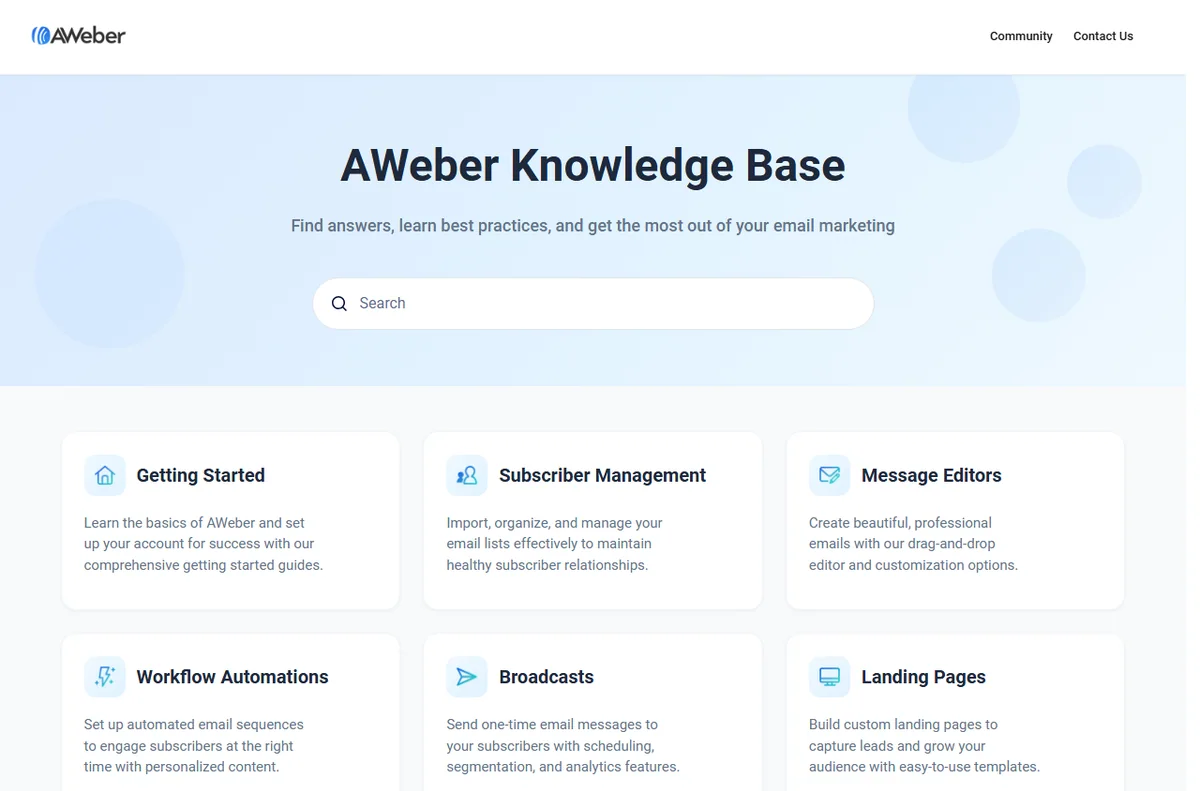 AWeber help documentation center