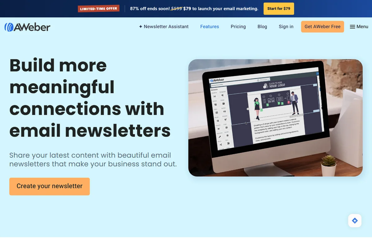 AWeber newsletter software page