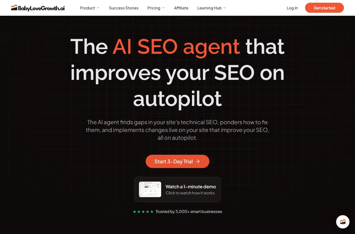 BabyLoveGrowth AI SEO agent product page