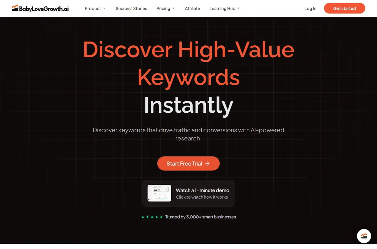 BabyLoveGrowth keyword research tool page