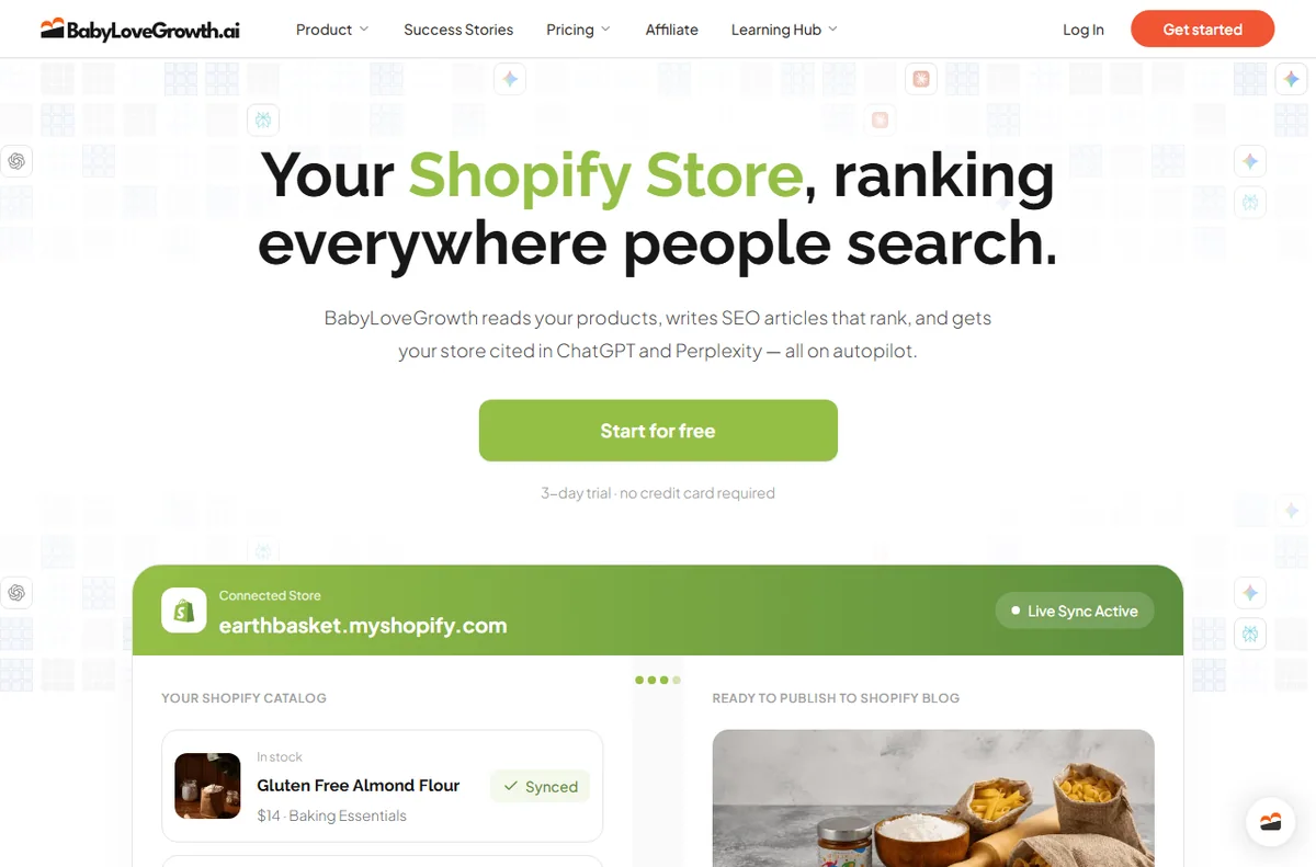 BabyLoveGrowth Shopify SEO page