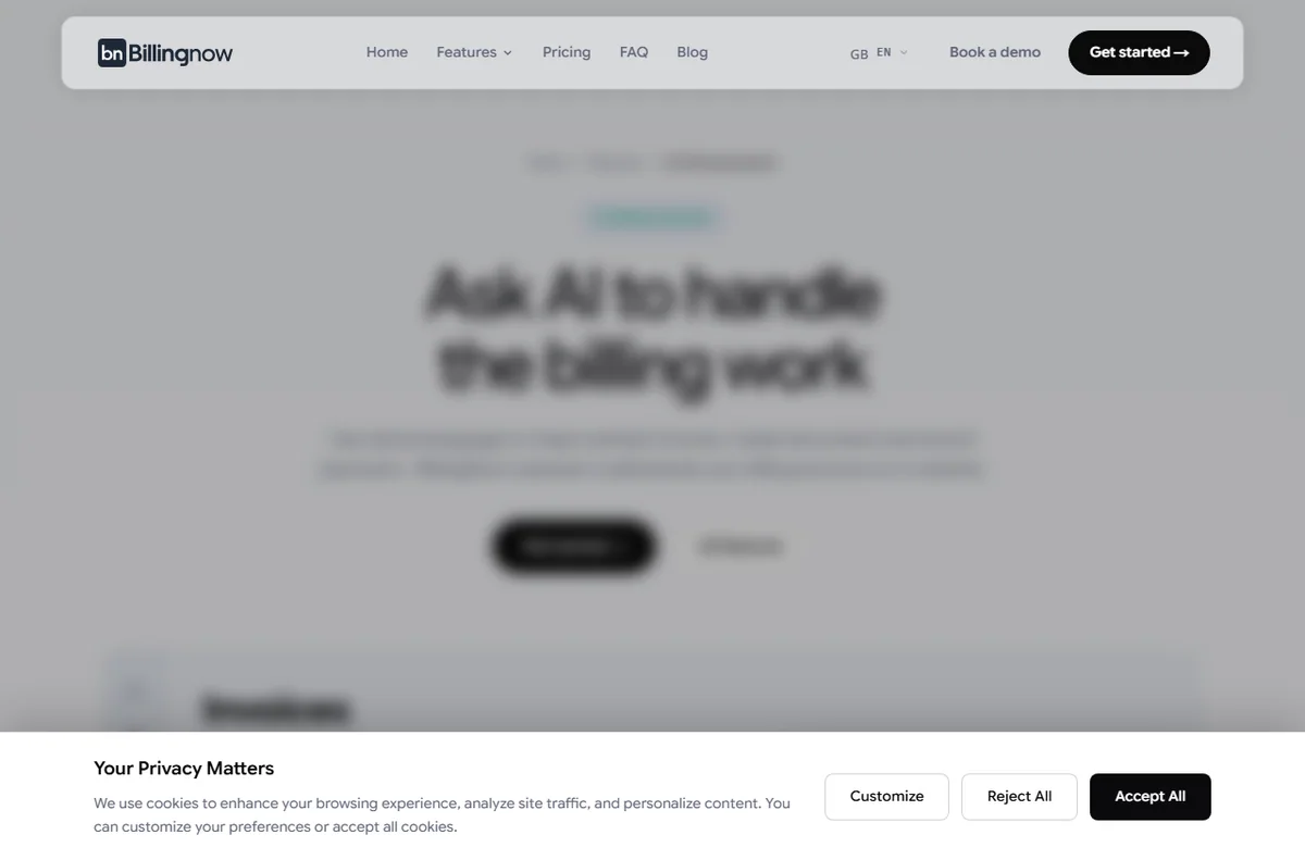 BillingNow AI assistant feature page