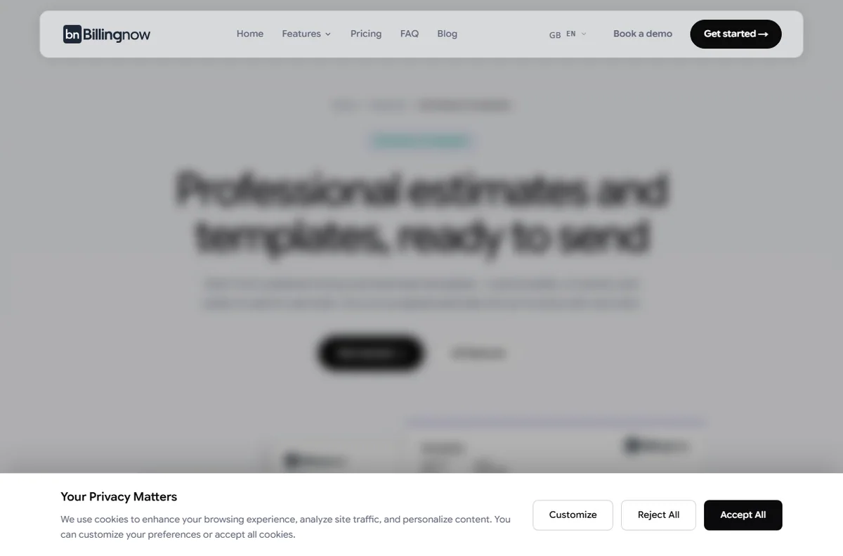 BillingNow estimates and templates feature page