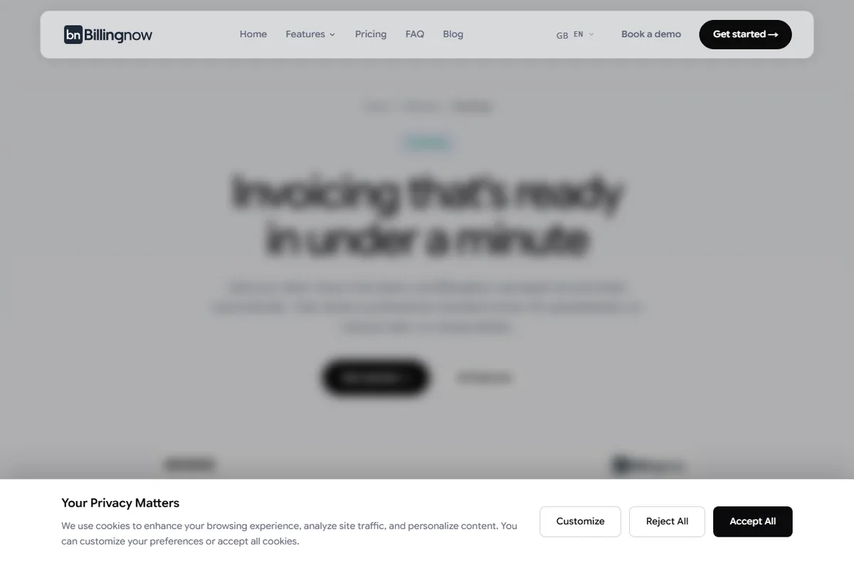 BillingNow invoicing feature page