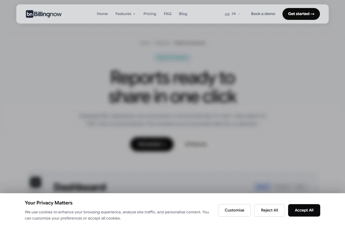 BillingNow reporting feature page
