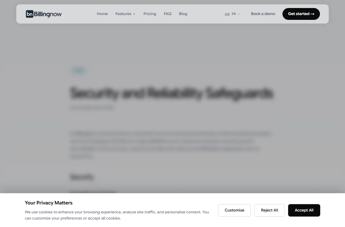 BillingNow security and compliance page