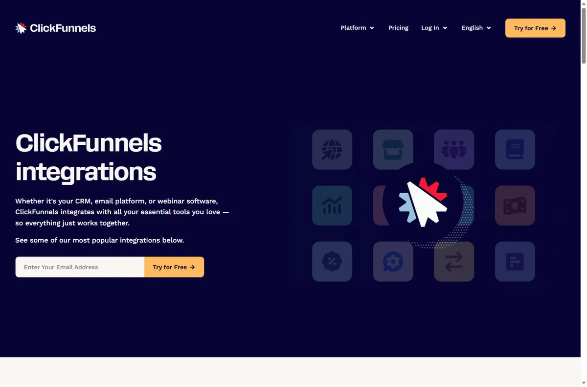 ClickFunnels integrations directory connecting other apps