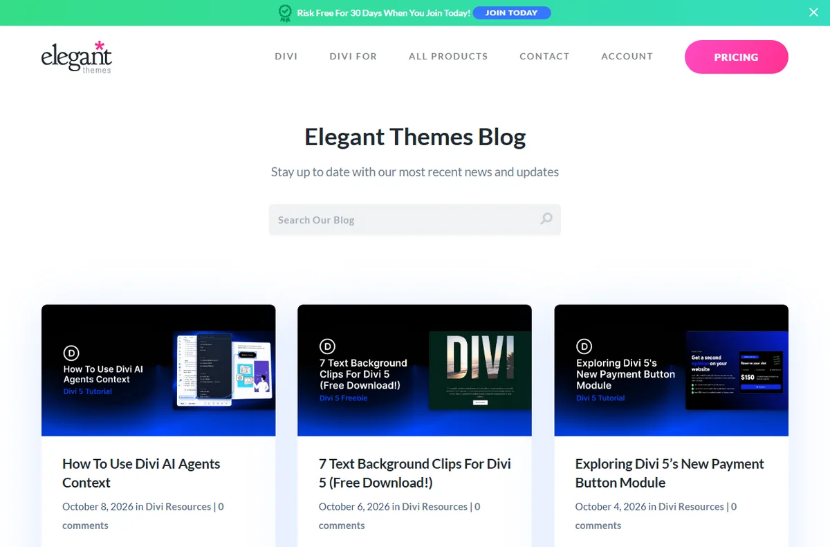 Divi blog tutorials and resources