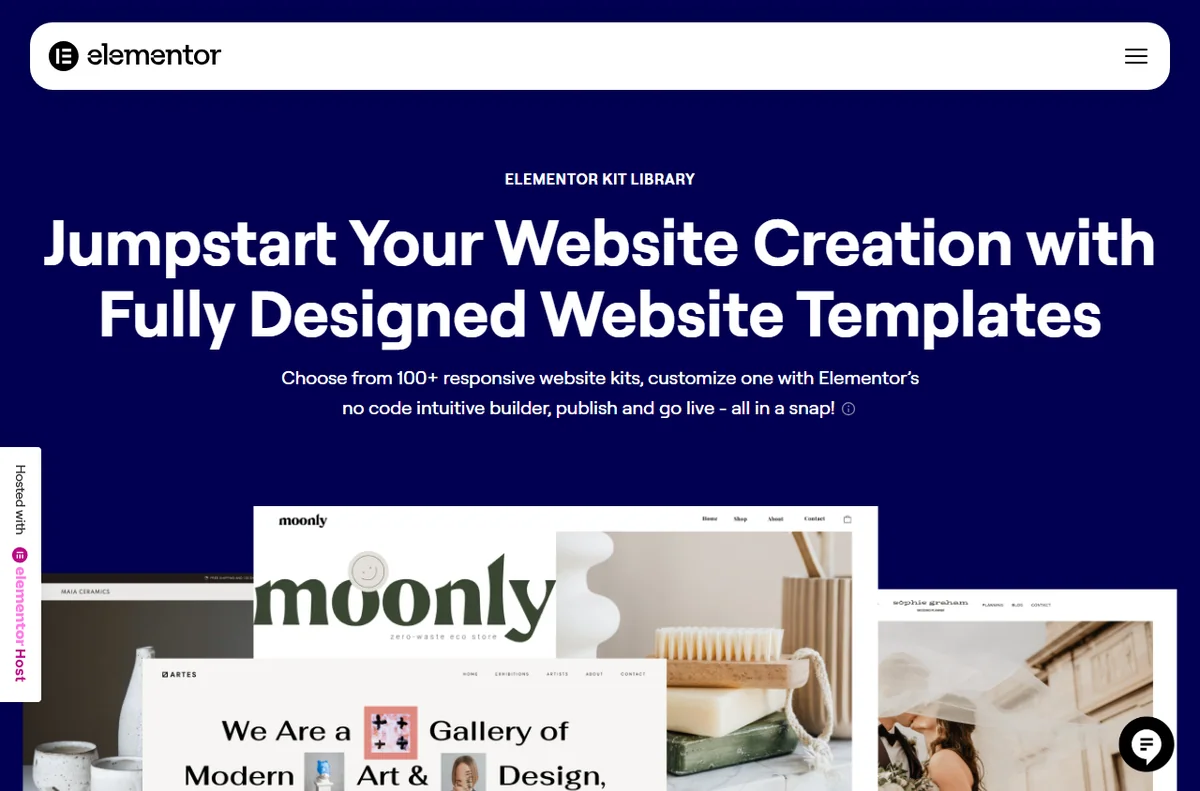 Elementor template library and kits