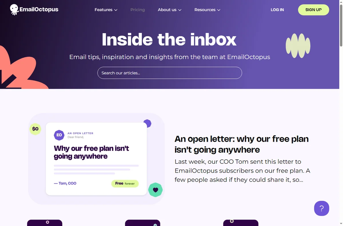 Emailoctopus blog page