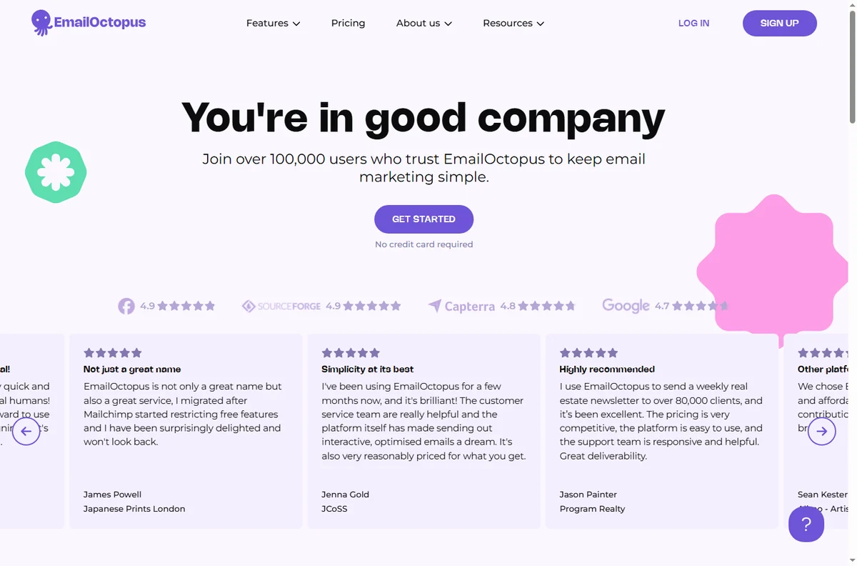 EmailOctopus customer stories page