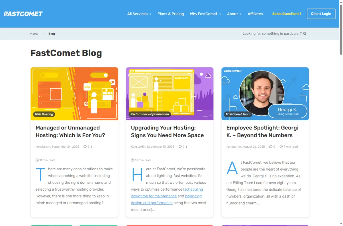 Fastcomet blog page