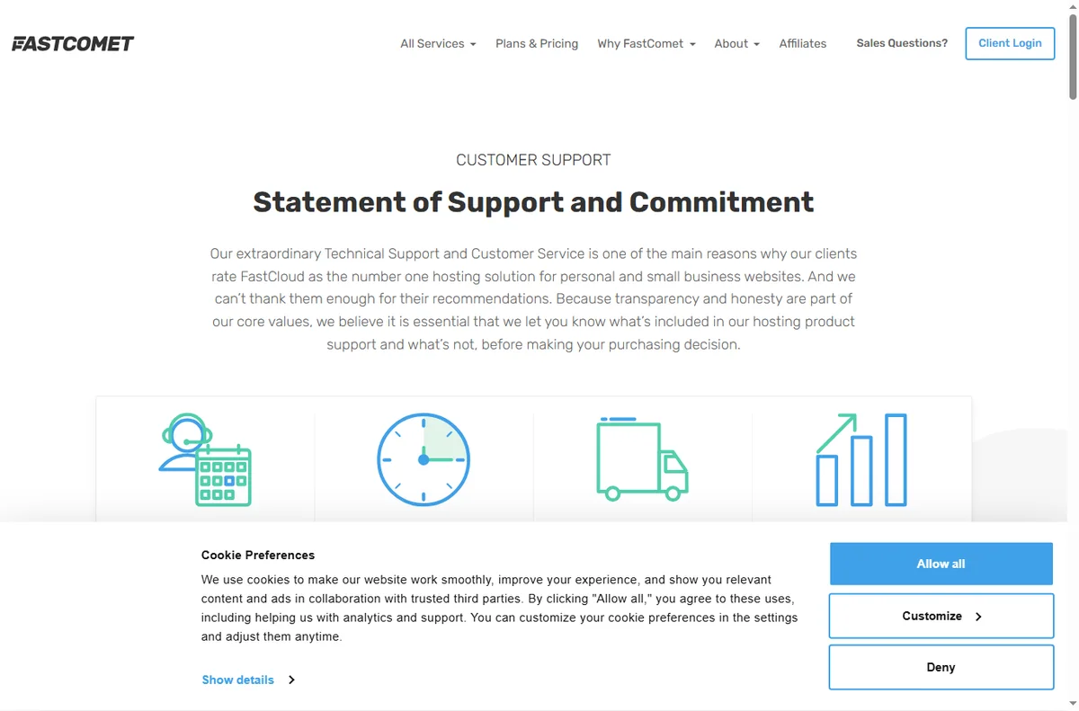 Fastcomet support page