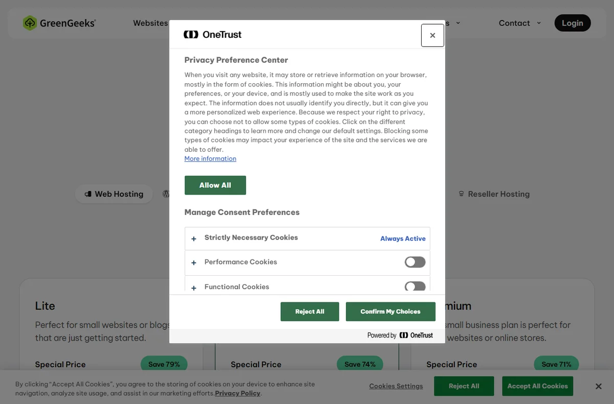 GreenGeeks shared hosting pricing plans