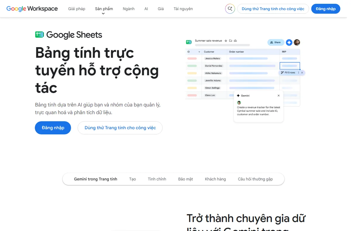 Google Sheets real-time collaborative spreadsheets