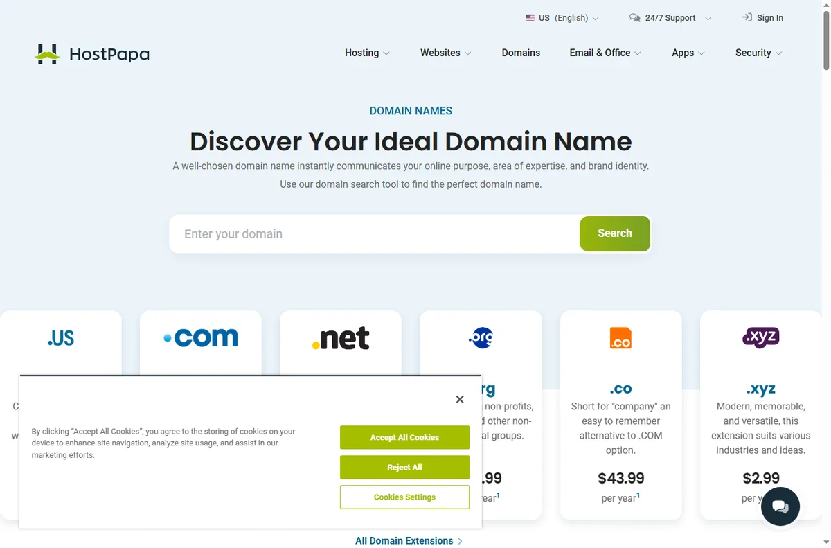 HostPapa domain registration
