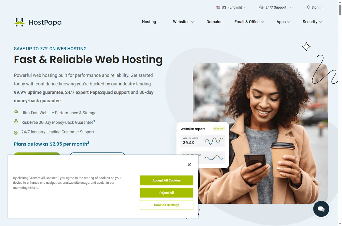 Hostpapa email page
