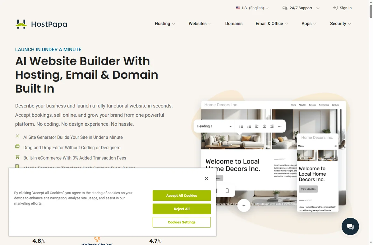 HostPapa website builder