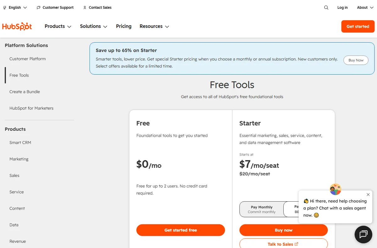 HubSpot pricing plans