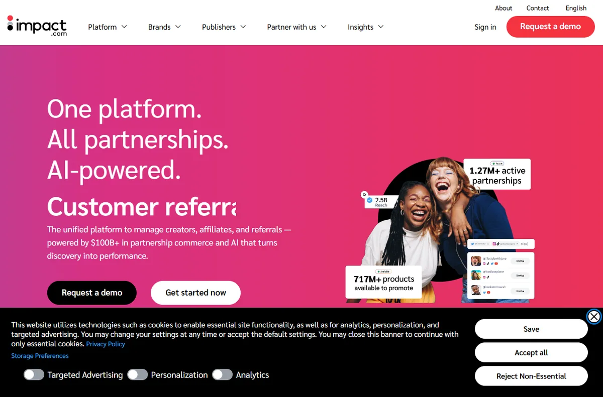 impact.com all-in-one partnership management platform