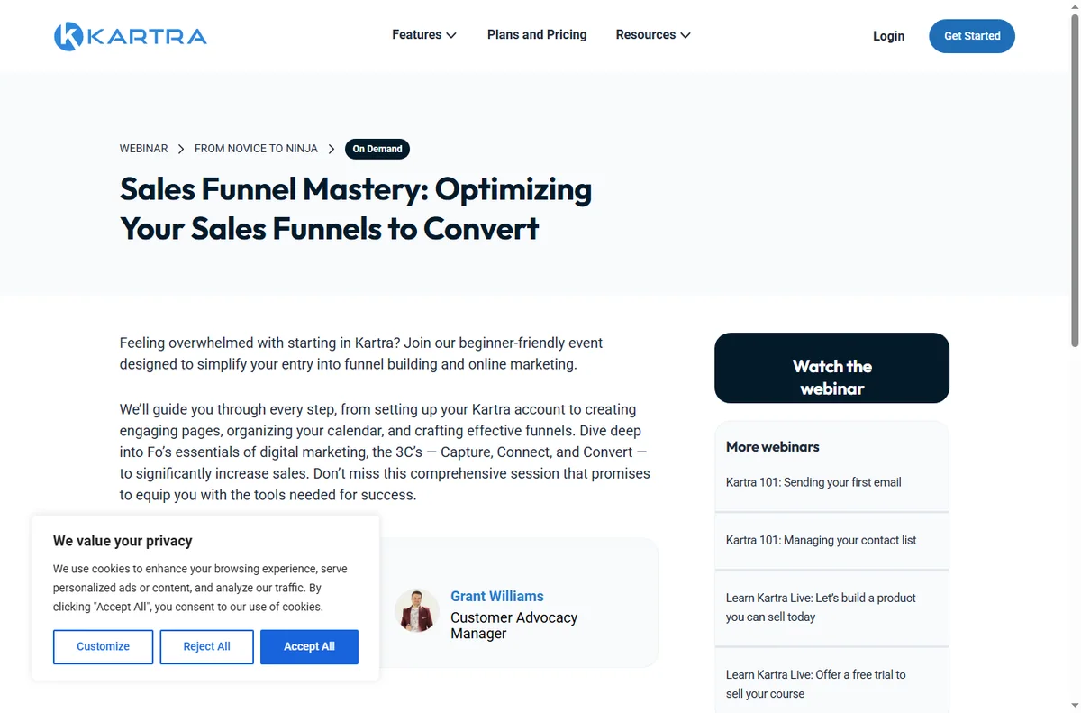 Kartra sales page
