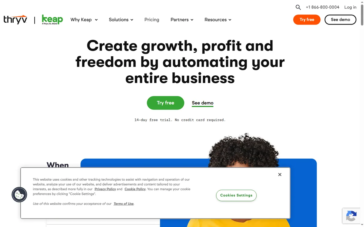 Keap marketing automation page