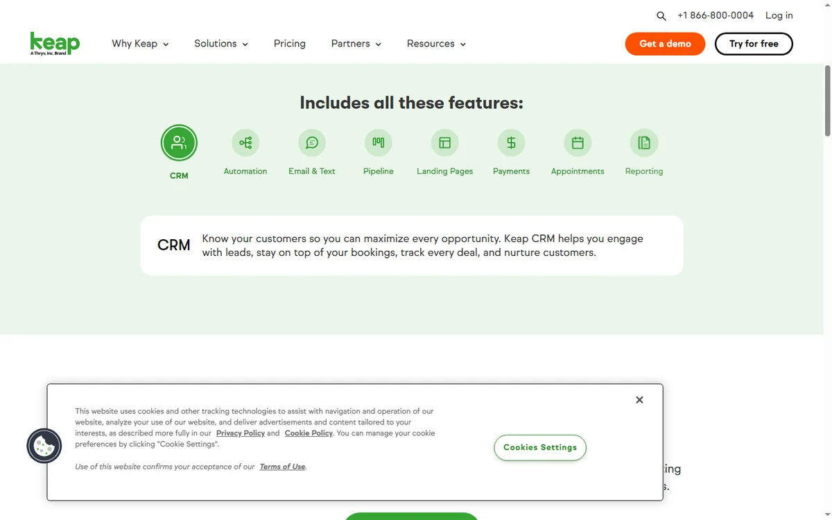 Keap pricing plans page