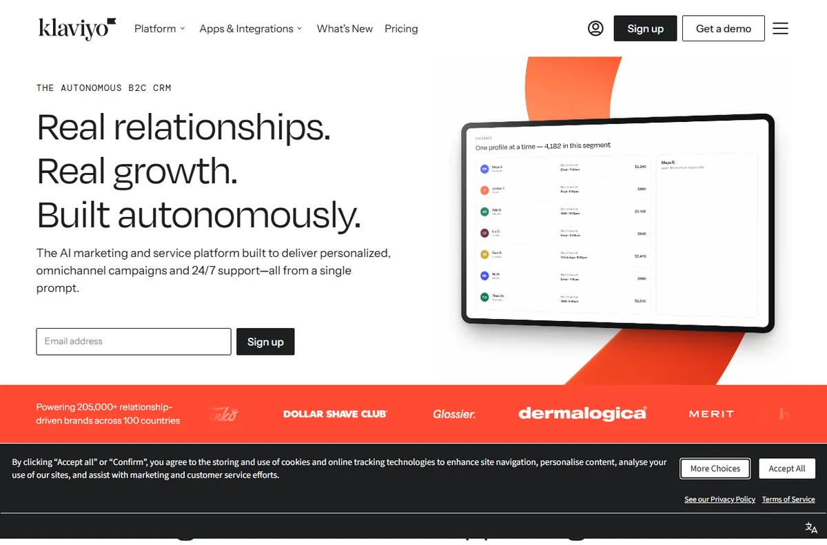 Klaviyo personalized email and SMS marketing