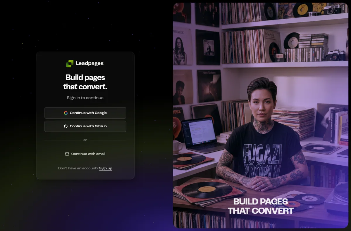 Leadpages signup screen for starting a plan