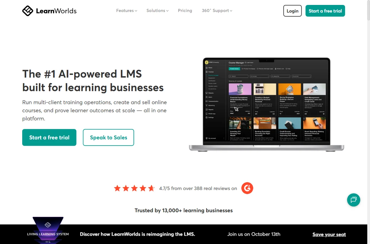 LearnWorlds homepage