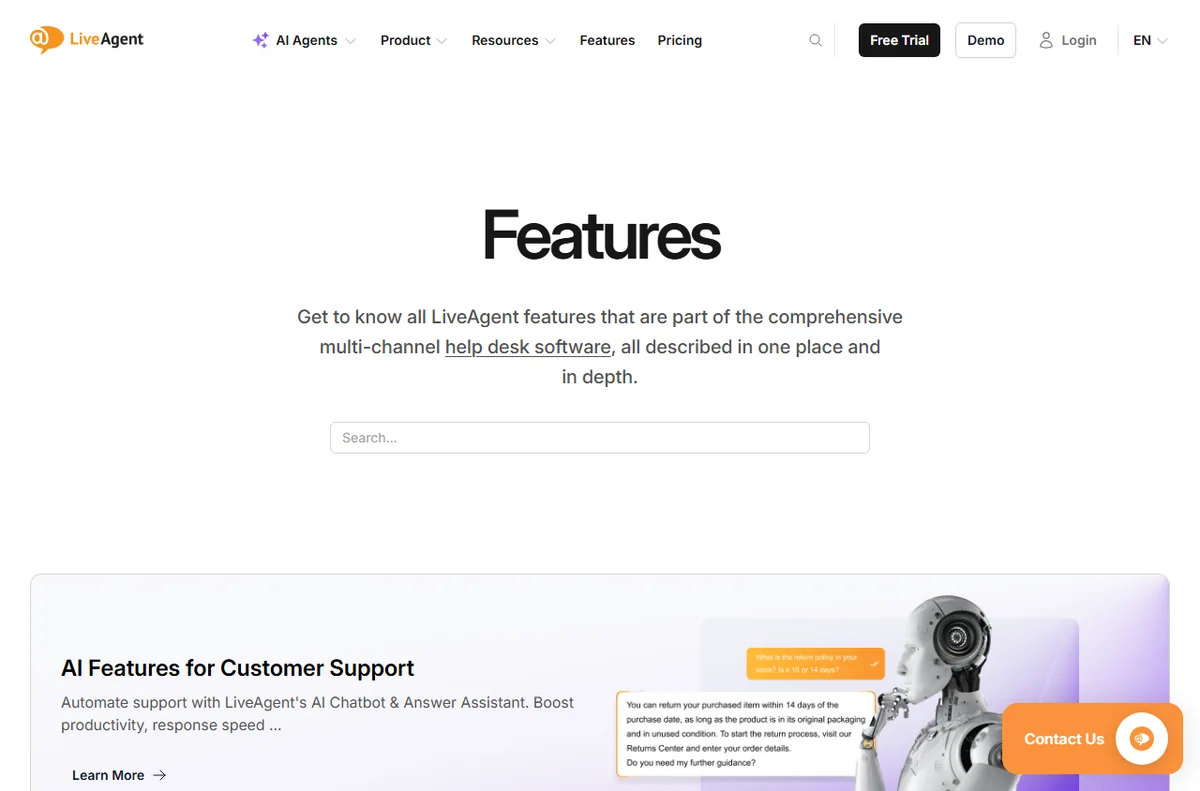 LiveAgent feature overview