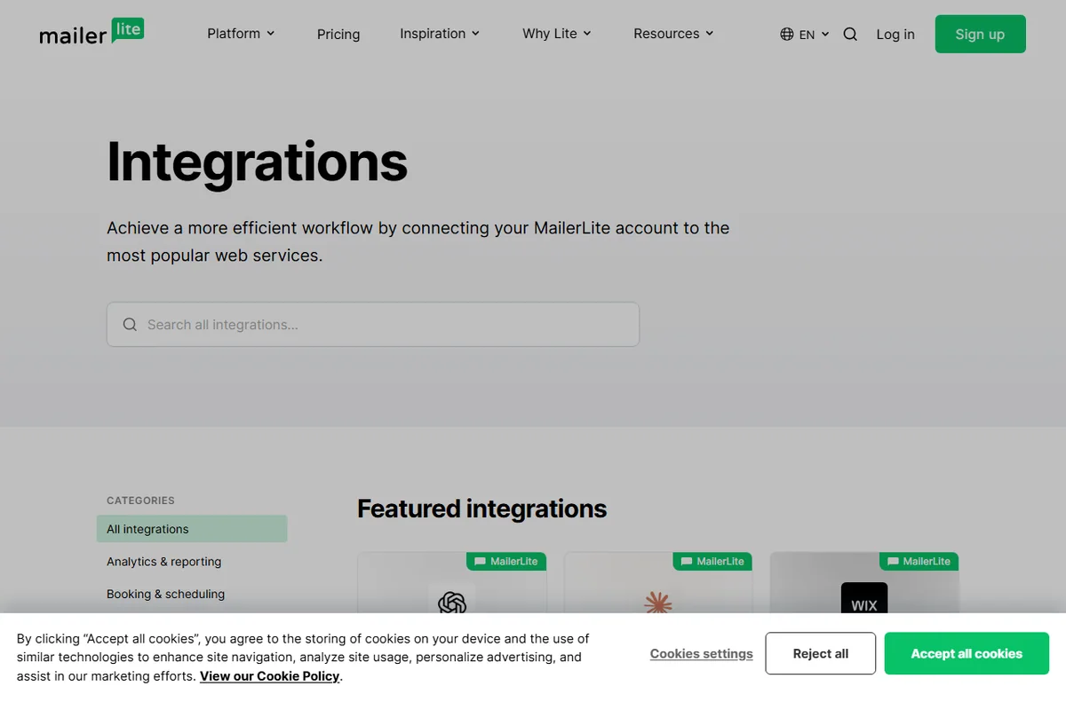 MailerLite integrations with other tools