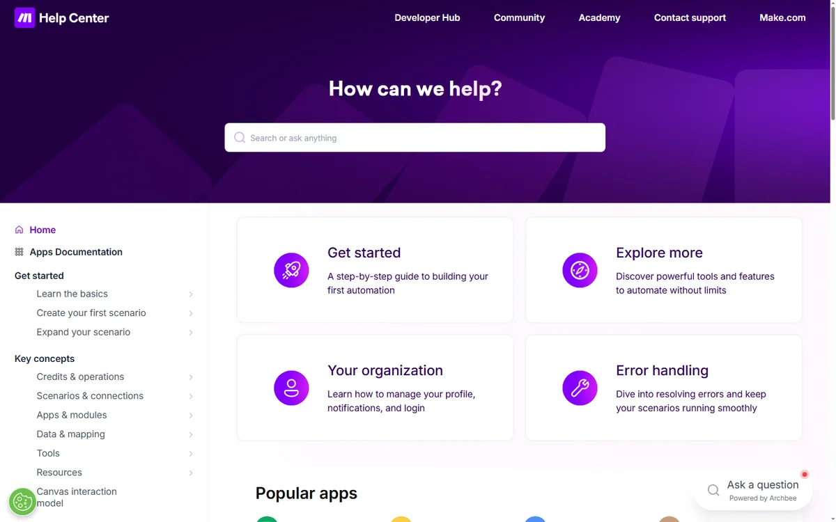 Make help centre with documentation and support articles
