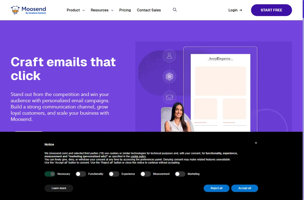 Moosend emailmarketing page