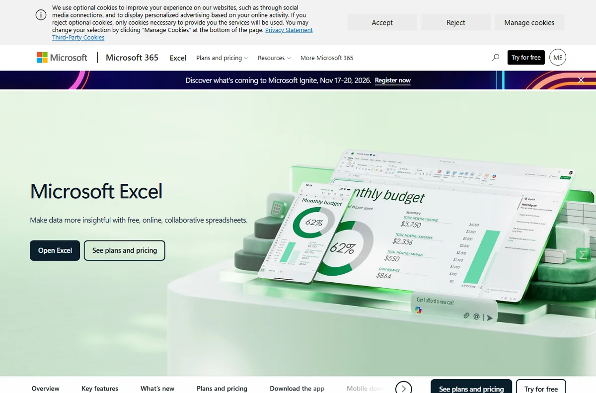 Microsoft Excel spreadsheet modeling