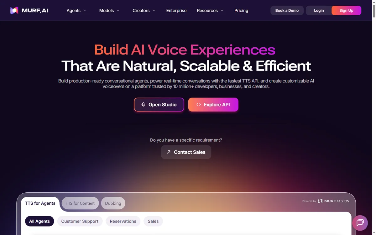Murf AI text-to-speech homepage