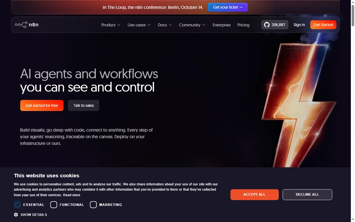 n8n workflow automation homepage