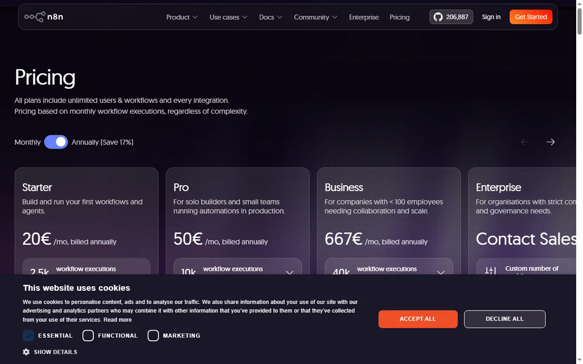 n8n pricing and plans