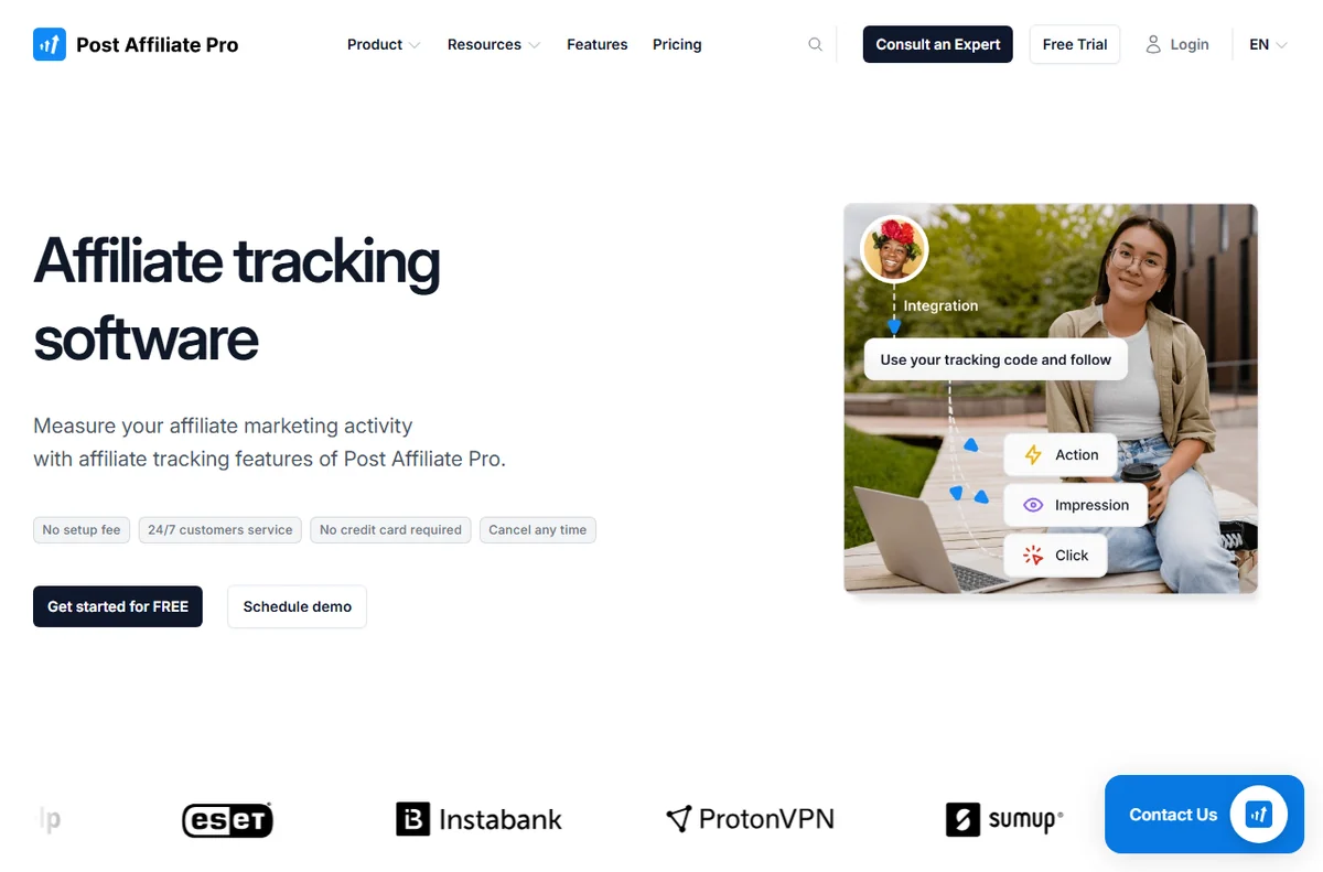 Post Affiliate Pro affiliate tracking software page