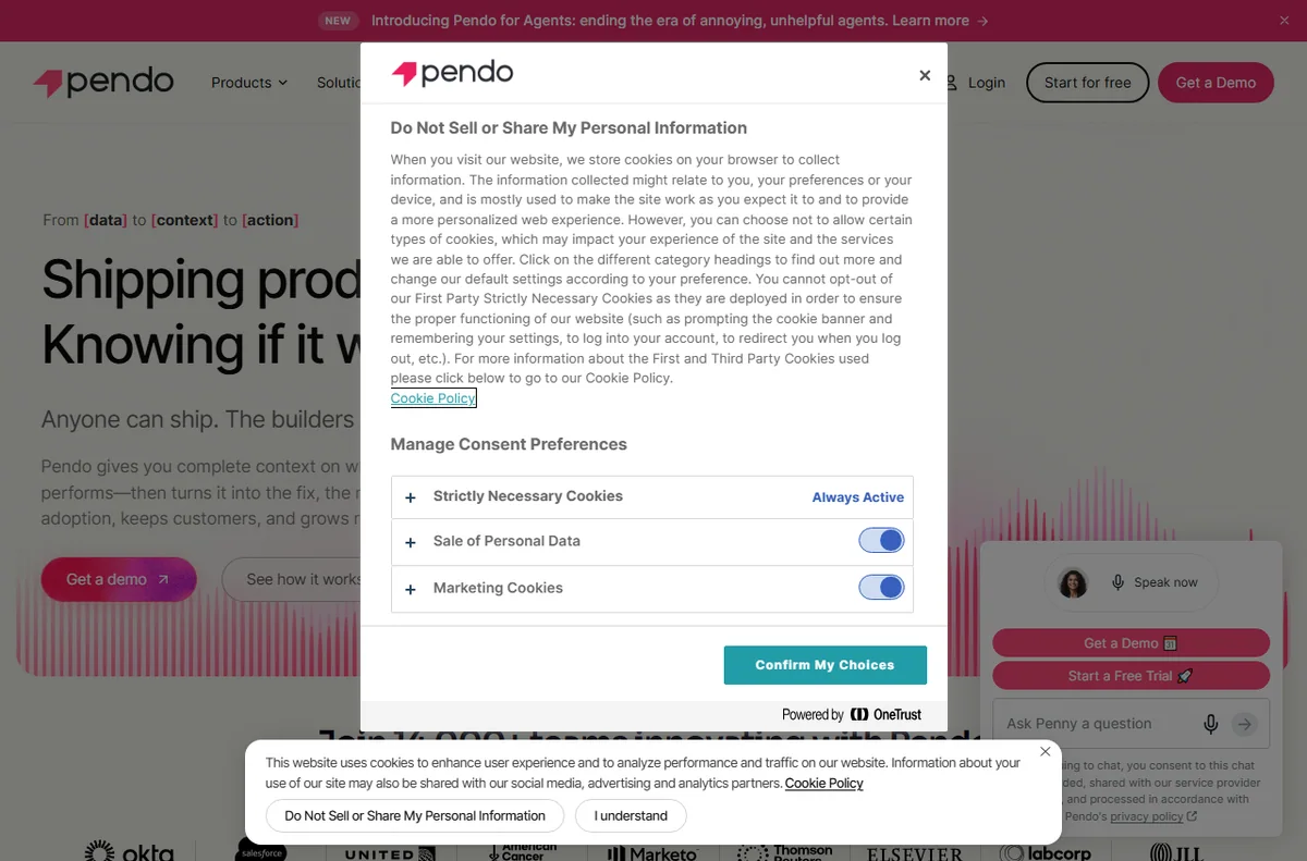 Pendo product analytics and onboarding platform