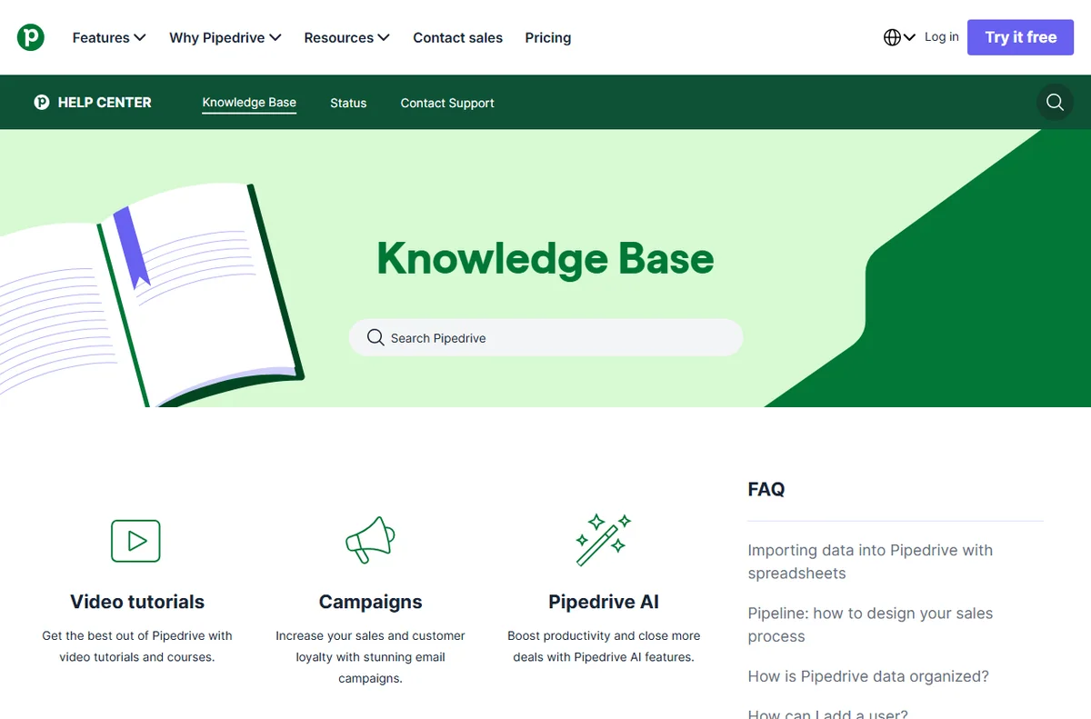 Pipedrive support centre and knowledge base