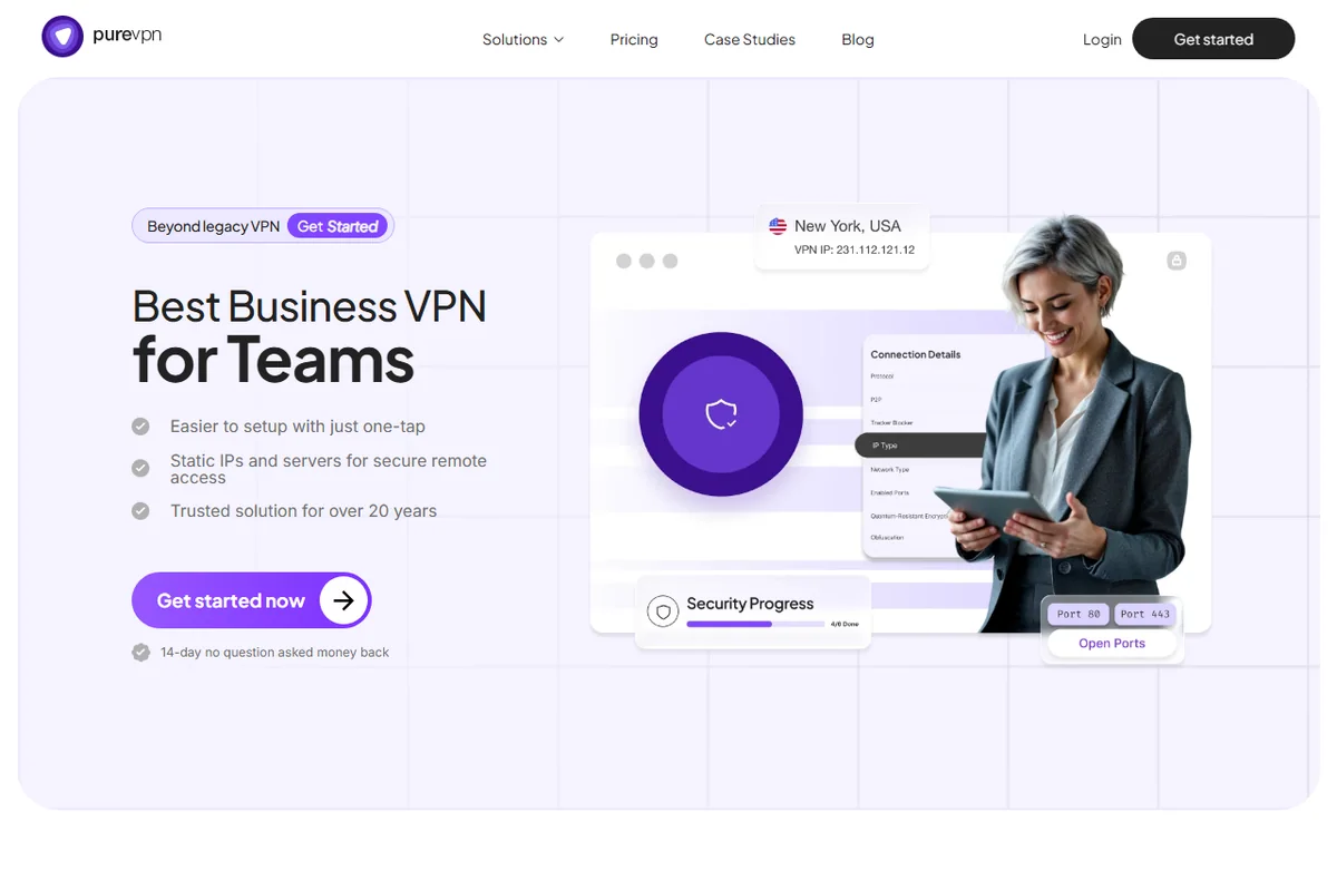 PureVPN for Teams page