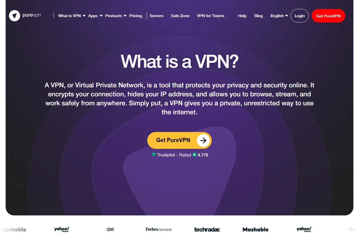 PureVPN what is a VPN explainer page