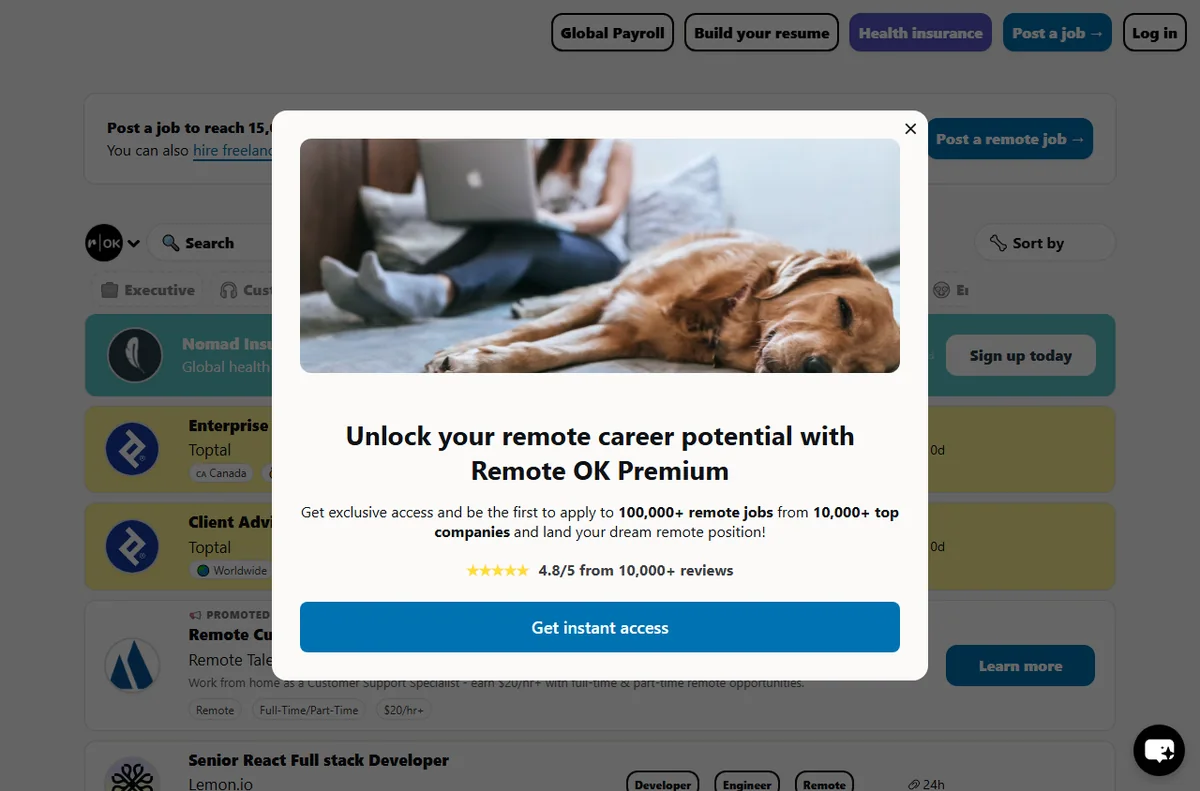 Remote OK remote job board